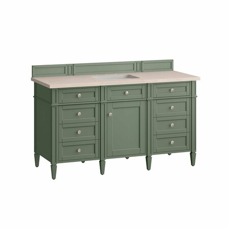 James Martin Vanities Brittany 60in Single Vanity, Smokey Celadon w/ 3 CM Eternal Marfil Top 650-V60S-SC-3EMR